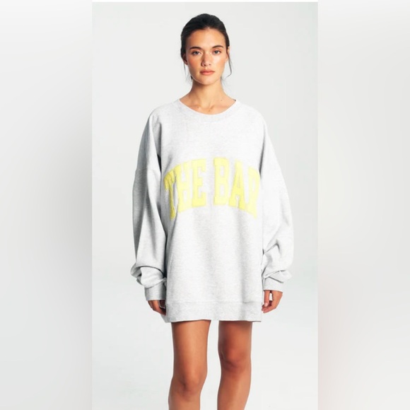 The Bar Varsity Sweatshirt Heather Grey with Lemon/Yellow Size XXL - Picture 8 of 13